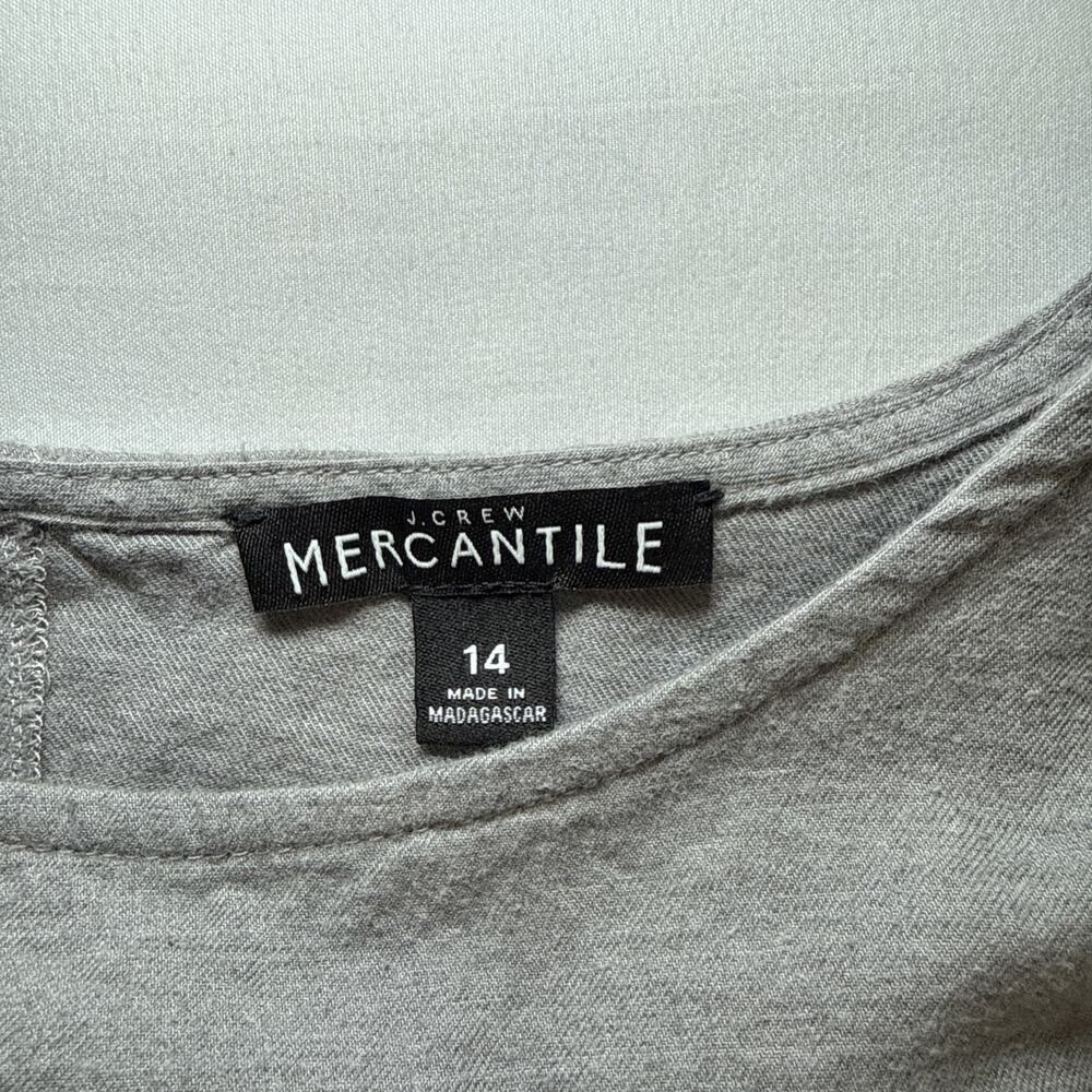 J Crew Mercantile Womens Gray Long Bell Sleeve Top 100% Cotton Shirt Sz 14 EUC - Picture 2 of 11